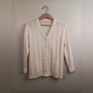 80's Center Stage- Cream Cardigan Sweater- Size M